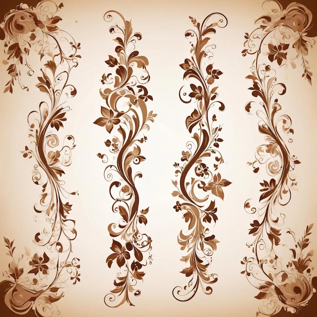 Decorative brown swirling floral patter fileteado