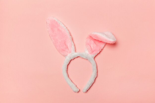 Decorative bunny ears isolated on pastel pink background