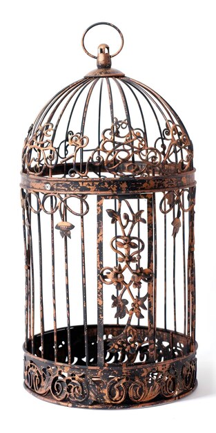 Photo a decorative cage with a label that says  the number 2  on it