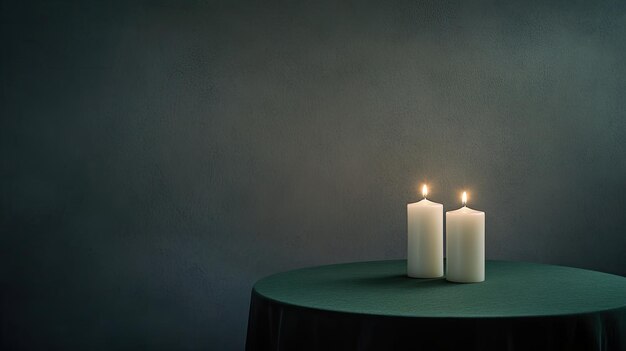 Photo a decorative candelabra with four lit candles glows softly illuminating a textured wall with a moody atmosphere in a dimly lit setting