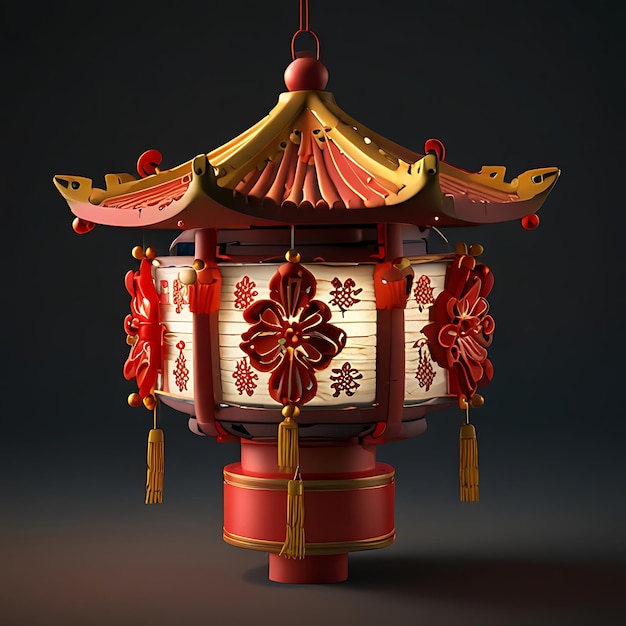 Decorative Chinese New Year lantern ornament with tassels adding a festive touch