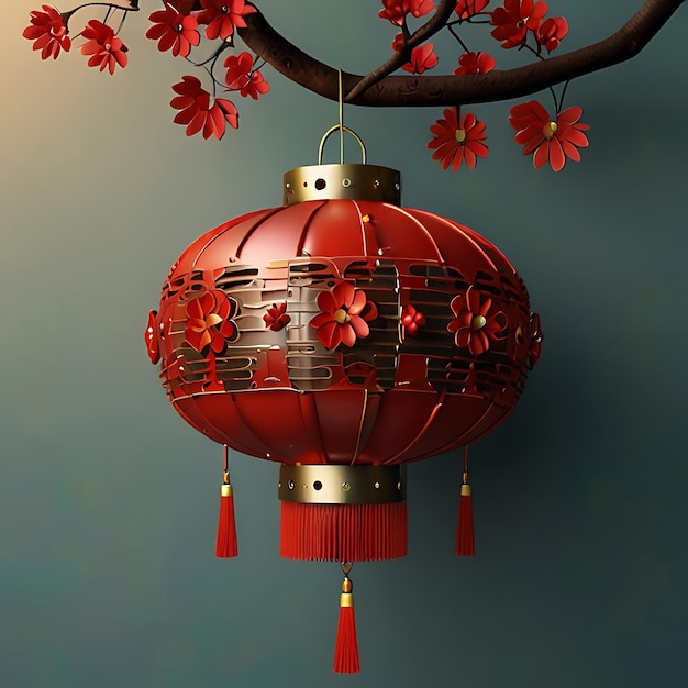 Decorative Chinese New Year lantern ornament with tassels adding a festive touch