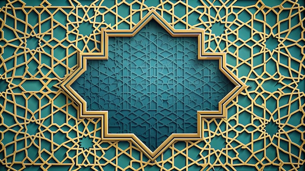 Photo a decorative design with a gold border and a design on a green background