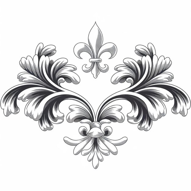 Photo decorative design with symmetrical flourishes and scrollwork