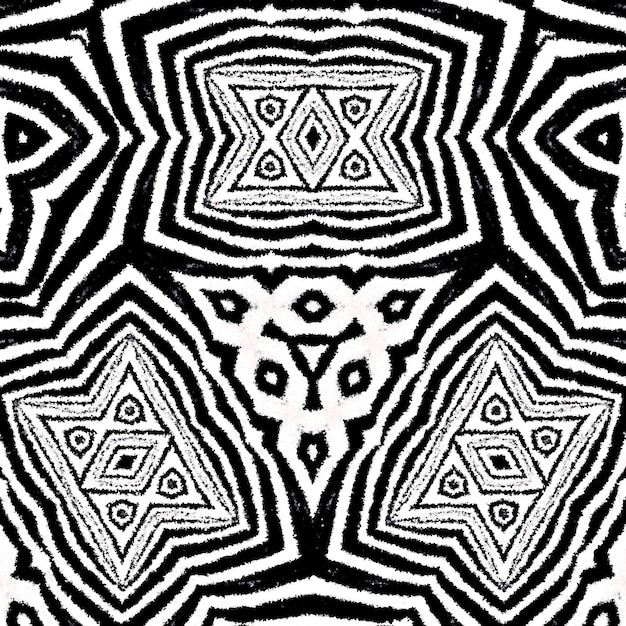 a decorative digital kaleidoscope pattern monochrome