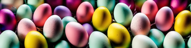 Decorative Easter eggs as a background Space for text banner concept for spring holiday easter Happy easter colorful