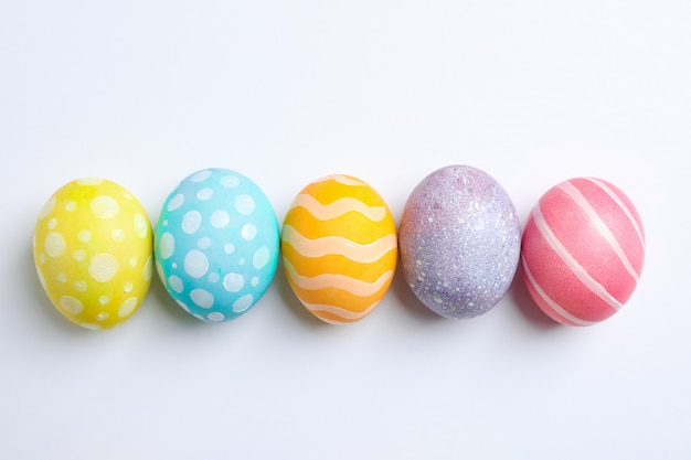 Decorative Easter eggs on white background