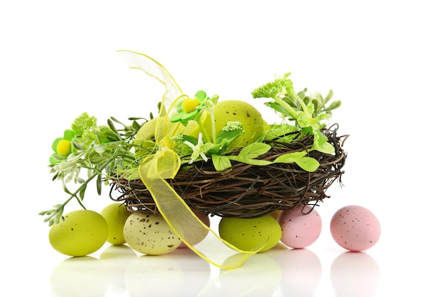 Decorative easter nest with eggs