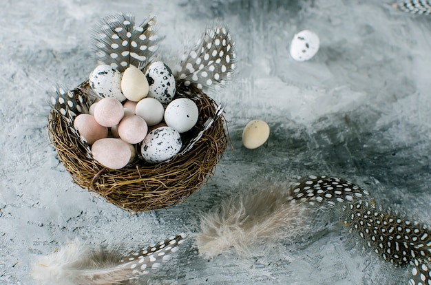 Decorative eggs sweets in the nest 