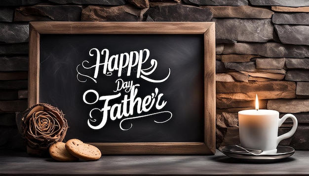 Decorative elements and slate with message for fathers day