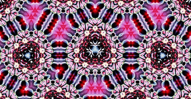 A decorative floral digital kaleidoscope pattern