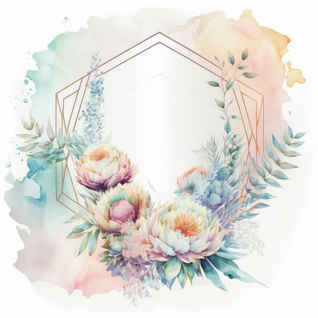 Decorative flower frame background with a touch of nature generative ai