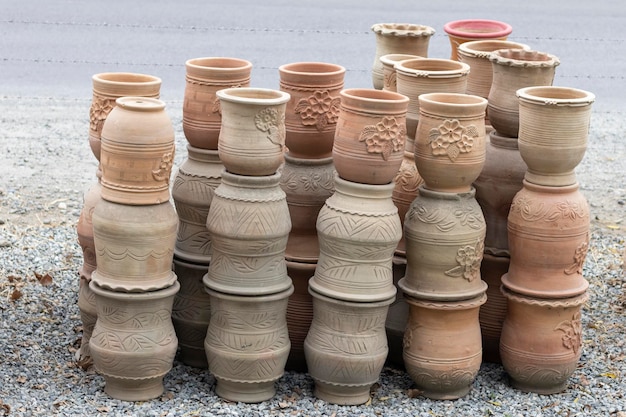 Decorative flower pots and vases in the store