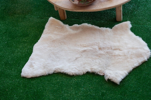 Decorative fur carpet White animal skin mat