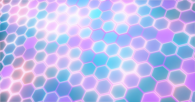 Decorative geometric patterned screensaver of blue and pink hexagons