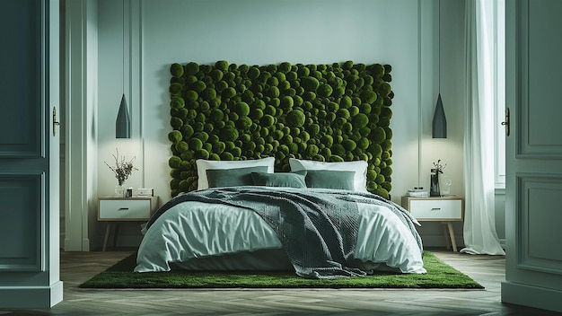 Decorative Green moss wall decor panel for interior decoration in modern living room office space