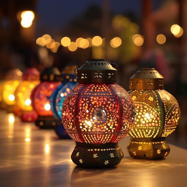 decorative lamps during Diwali celebration