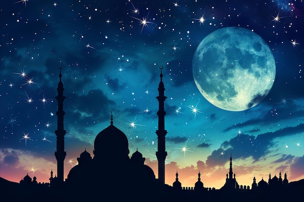 Decorative landscape background for ramadan