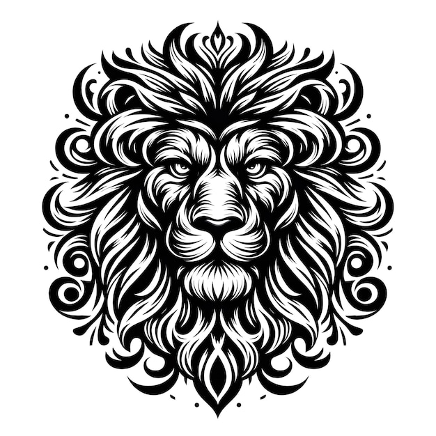 Photo decorative lion head tattoo white background