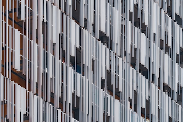 Decorative metallic elements of the facade of a modern residential building