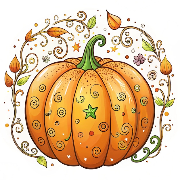 Photo decorative pumpkin with swirls and stars