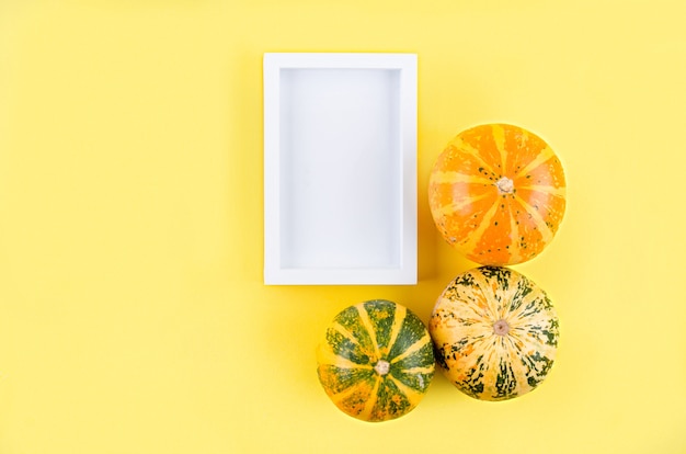 Decorative pumpkins with empty frame