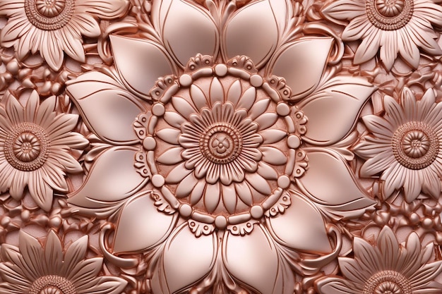 Decorative rose gold ethnic patterned background