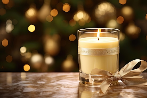 Decorative scent candle in glass at event celebration