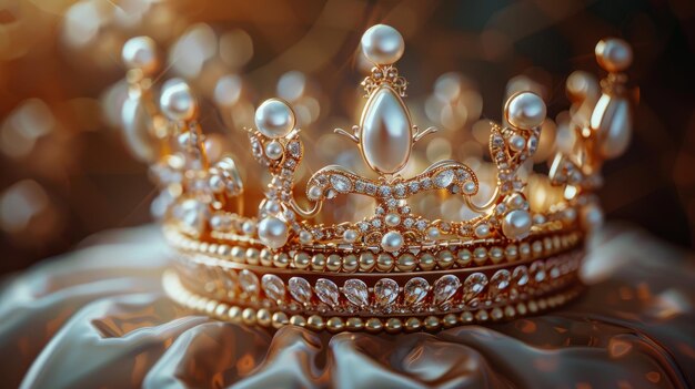 Decorative small crown with pearls