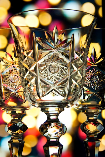 Decorative still life with reflection and refraction effects in glasses