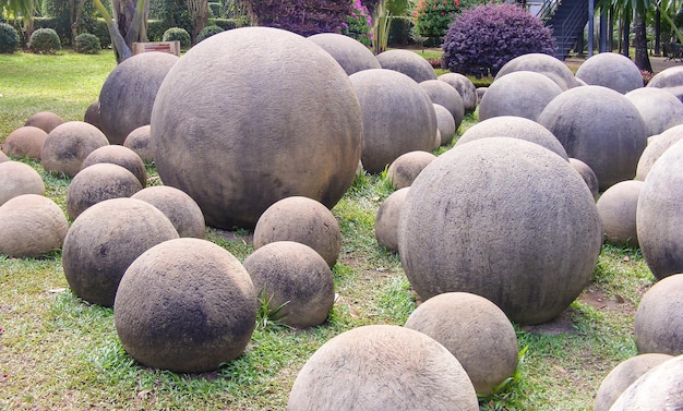 Decorative stone garden of round large stones