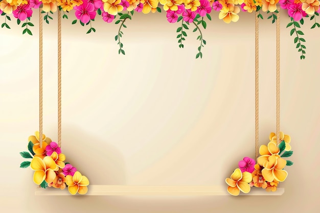 Decorative swings jhula adorned with flowers indian illustration background