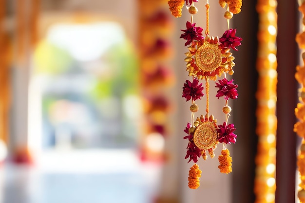 Decorative toran Doorway hanging diwali background isolated on a white background