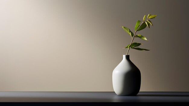 Decorative vase with indoor plant inside room simple minimalist copy space generative ai