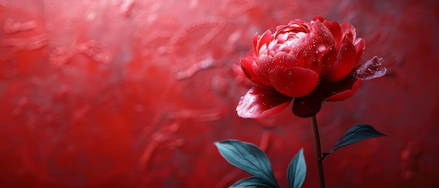 Decorative volumetric peony flower on a decorative wall