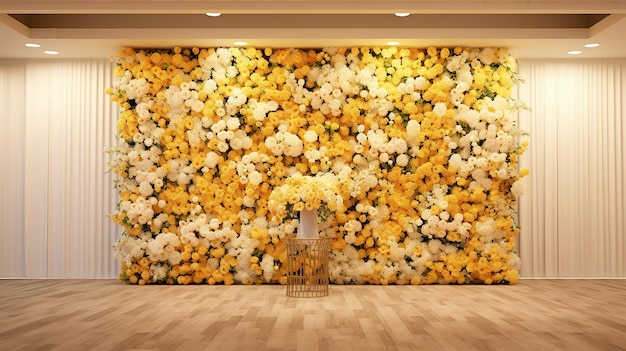 decorative wedding party indoor wall of flower made by generative AI