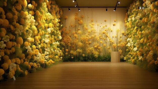 decorative wedding party indoor wall of flower made by generative AI