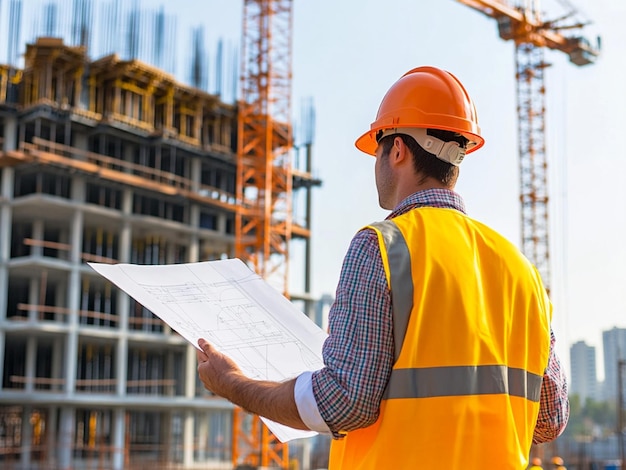 A dedicated construction worker wearing a hard hat and vest