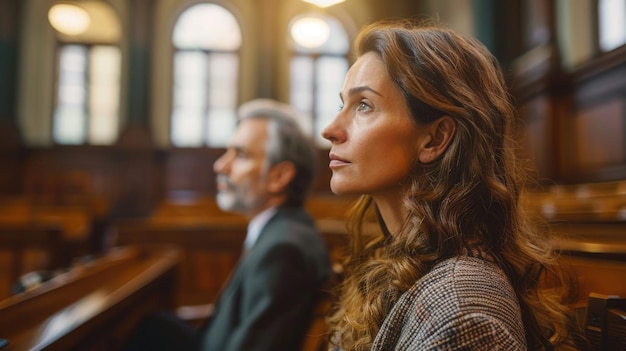 Photo dedicated public defender representing client in court symbolizing justice and legal aid