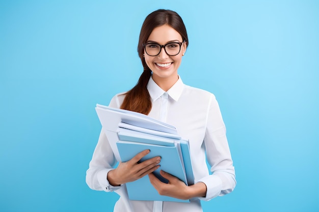 Dedicated Teacher Woman Holding Books and Papers