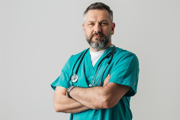 Dedicated Veterinarian On White Background