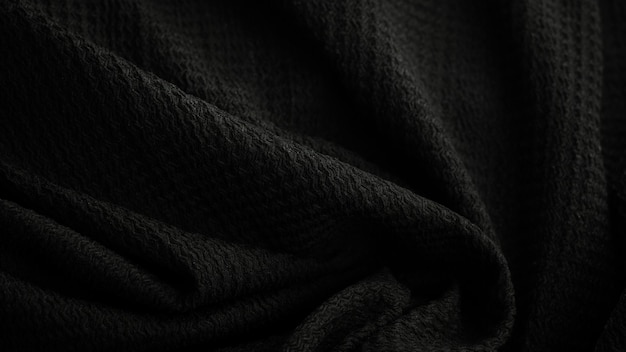 Photo deep black fabric background copy space