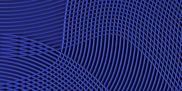 Deep blue color strip curved lines background. 3d rendering illustration.