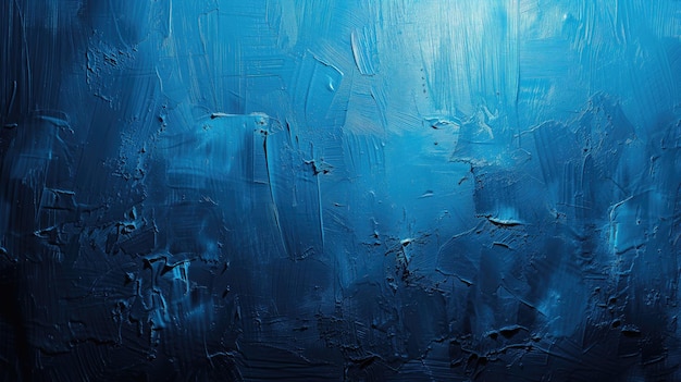 Deep blue hues dominate this textured oil painting