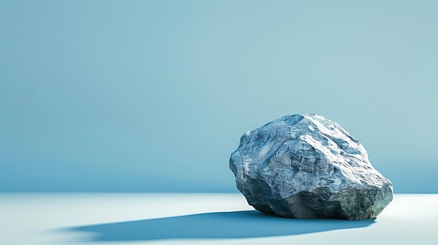 Deep blue solitude with rock morning light wide angle still life