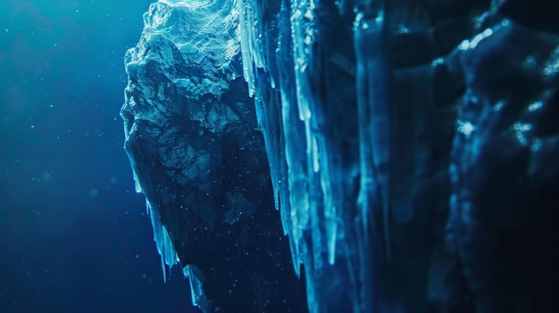 A deep dark crevasse in the iceberg signifies the hidden dangers and pitfalls of investing in