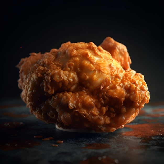 Deep fried chicken on a dark background Selective focus Toned