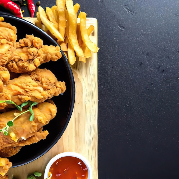 Deep fried chicken plate a crunchy unhealthy American snack generated by AI