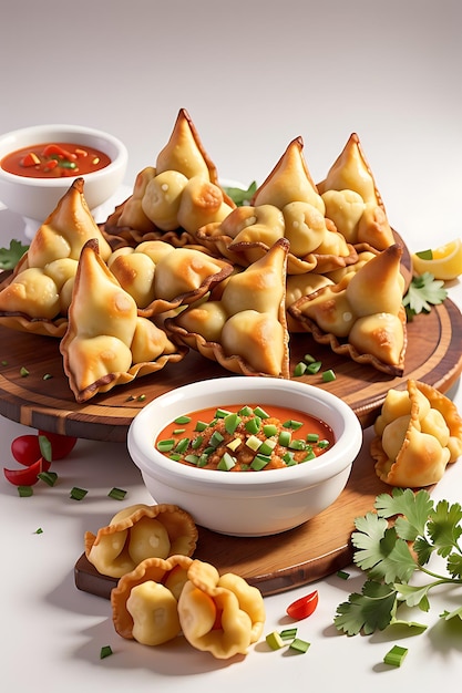 Deep fried samosas and dumplings gourmet