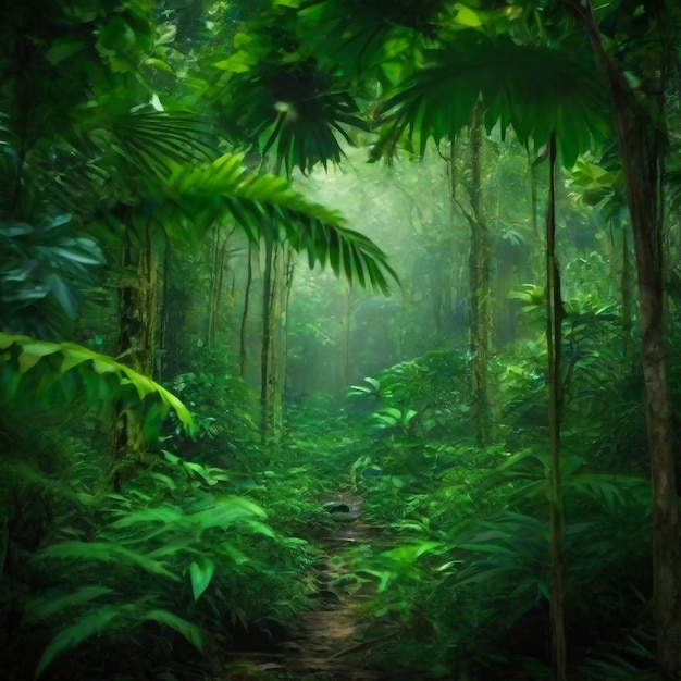 Deep Green Magical Forest Green Trees Escape Reality